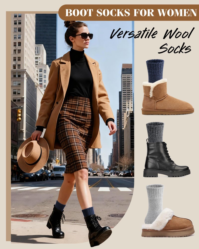 YSense Womens Wool Socks, Winter Boot Socks Stocking Stuffers Gifts for Women Men Warm Crew for Hiking - Image 5